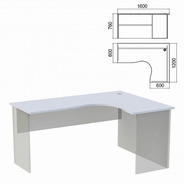 Стол компактный ЧАСТЬ 1 "Арго", 1600х1200х760 мм, правый, серый - Вид 2