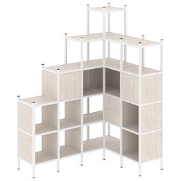 Loft Угловой внутренний стеллаж наборный VR.L-44 Денвер светлый/Белый металл 1694*1278*2280 - Фото предпросмотра