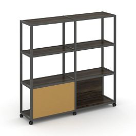 Shelf Mobile Стеллаж 4 уровня 2 секции VR.LT-STK-413.08 Дуб Мали/Металл Антрацит/W-31 1570*400*1523 - Фото предпросмотра