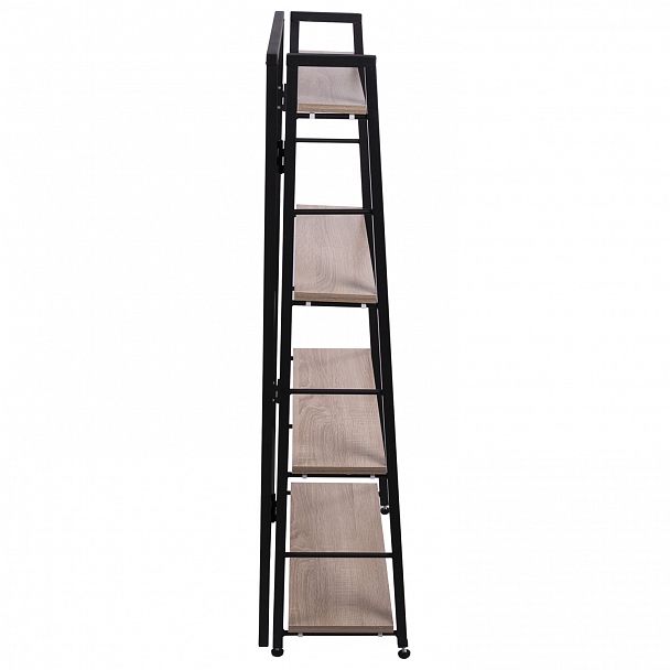 Стеллаж BRABIX "Smart SH-007", 605х295х1193 мм, ЛОФТ, трапеция, складной, металл/ЛДСП дуб, каркас черный, 641872 - Вид 4