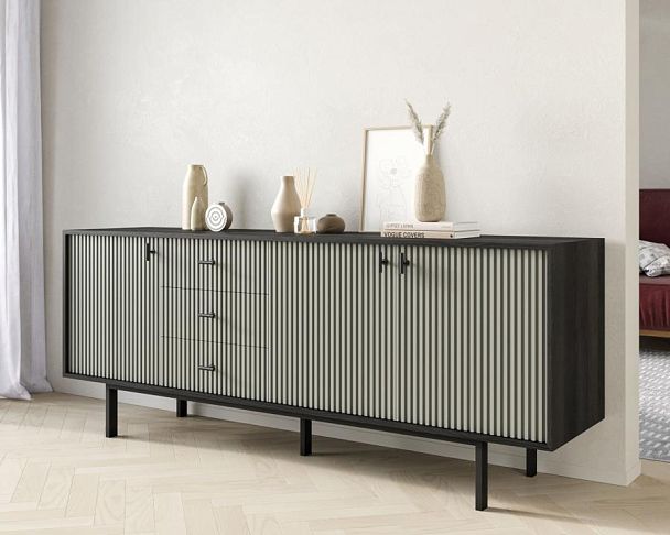 Комод с тремя дверками и тремя ящиками Emerson арт EM07/gray/L - Вид 3