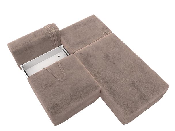 Диван угловой модульный Лига-060 НПБ угол универсальный Велюр бежевый - Вид 8