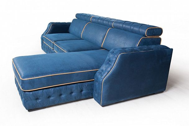 Portofino угловой диван-кровать замша синий - Вид 6