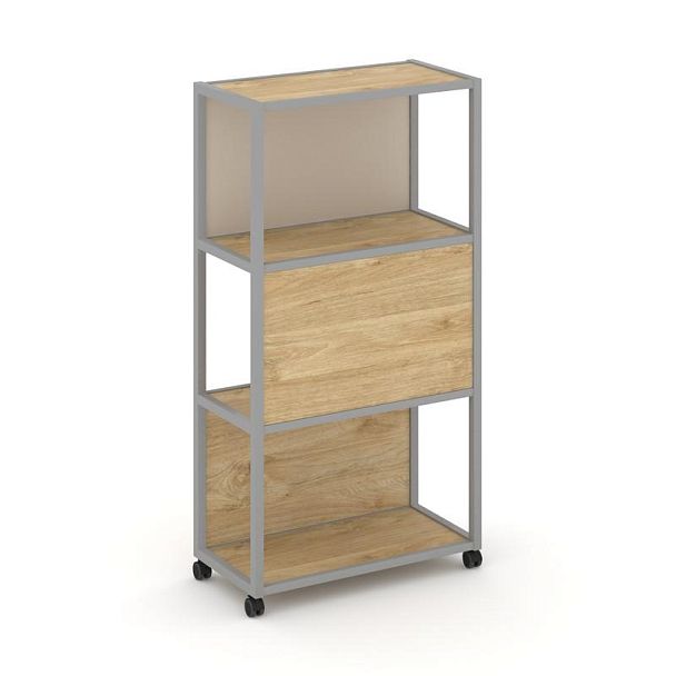 Shelf Mobile Стеллаж 4 уровня 1 секция VR.LT-STK-405.12 Тиквуд Светлый/Металл Серый/W-04 1200*400*1523 - Вид 1