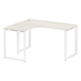 Metal System Стол криволинейный левый на О-образном м/к БО.СА-3 (L) Дуб наварра/Белый металл 1400*1200*750 - Фото предпросмотра