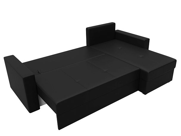 Диван угловой Верона Лайт угол правый (полностью экокожа черная) - Вид 8