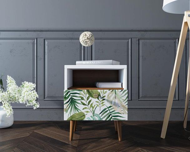 Тумбочка Berber с одним ящиком 4 принт арт BB06/Print_04, разноцветная - Вид 3