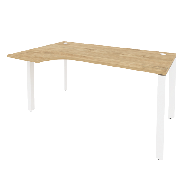 Onix Стол эргономичный левый на П-образном м/к O.MP-SA-1 (L) Тиквуд светлый/Белый металл 1580*980*750 (720/460) - Вид 1