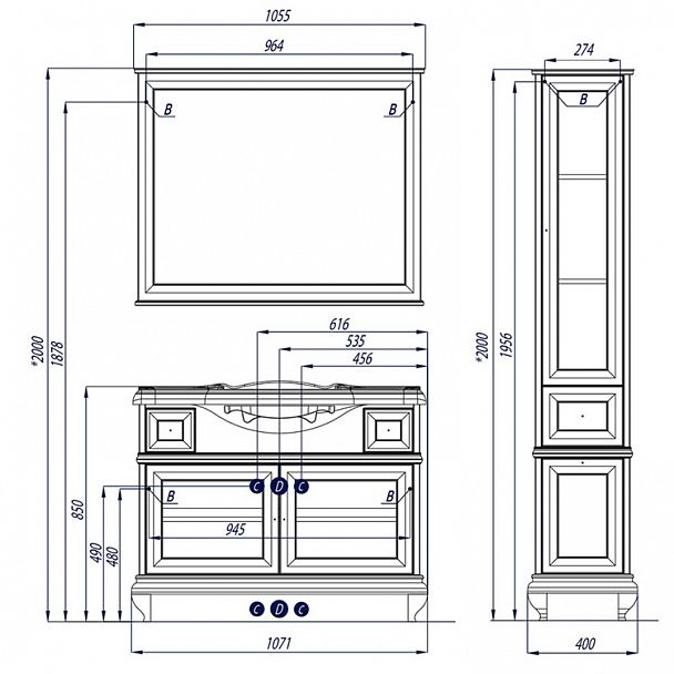 Тумба с раковиной "Беатриче 105" - Вид 3