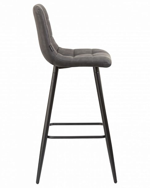 Стул барный DOBRIN NICOLE (черные матовые ножки, серая антрацитовая винтажная экокожа (RU-08)) - Вид 6