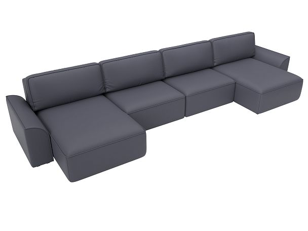 Диван п-образный Лига-048 НПБ лонг Экокожа серый - Вид 6