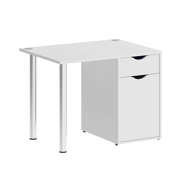 Home Office Стол письменный VR.SP-3-98.1 Белый бриллиант/Хром опоры 980*720*750 - Вид 1