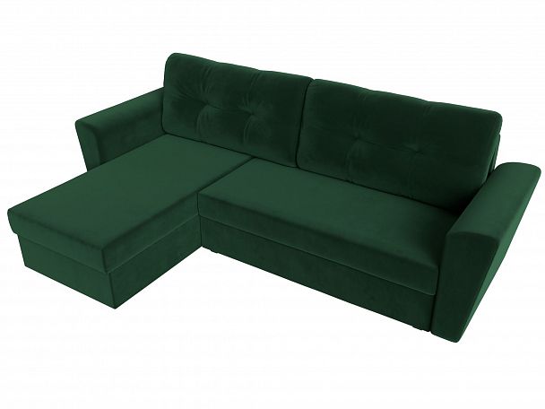 Угловой диван Амстердам Лайт левый (полностью велюр зеленый) - Вид 5