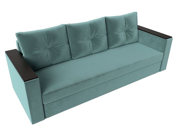 Диван прямой Атланта Лайт без стола (полностью велюр бирюзовый) - Вид 5
