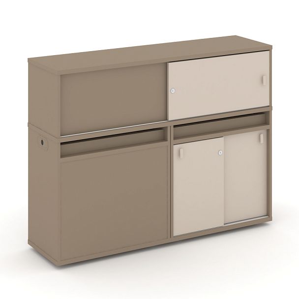 Estetica Набор №21. Тумба двойная+низкая надставка ES.NB.2N-21 Латте/Капучино 1500*410*1135 - Вид 1