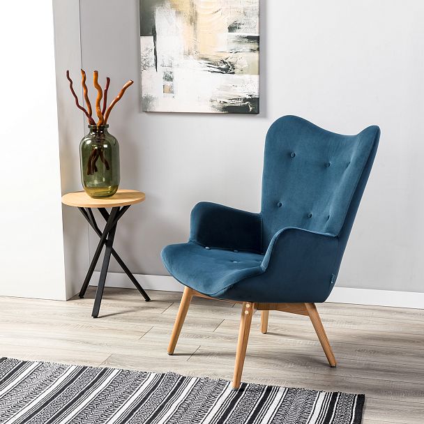 Кресло Хайбэк синий/нат.бук - Вид 10