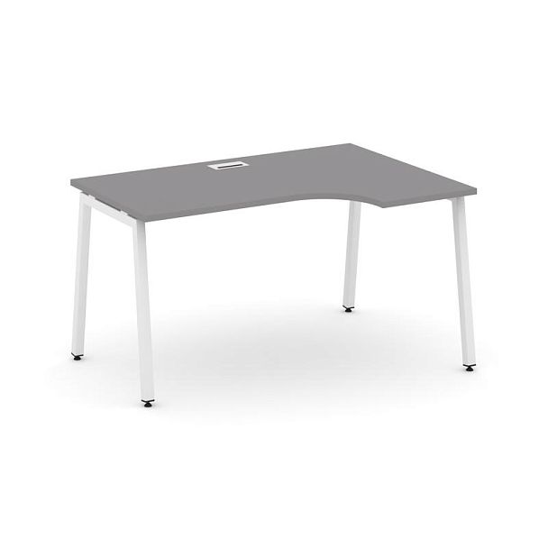 Стайл Проджект Стол рабочий эргономичный SN-4A.SPA-011(R) Серый Пепел/Металл Белый 1380*700/980*750 - Вид 1