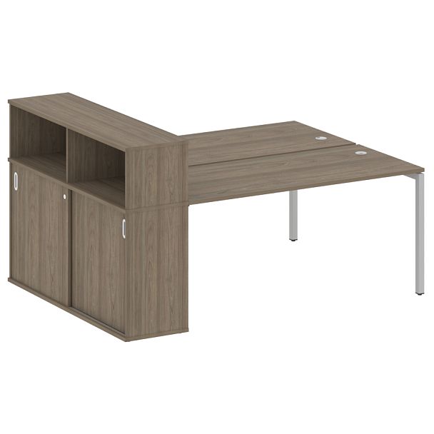 Metal System Quattro Р. ст. с шкафом-купе на П-образном м/к 40БП.РС-СШК-2.4 Т Вяз/Серый металл 2010*1475*1098 - Вид 1