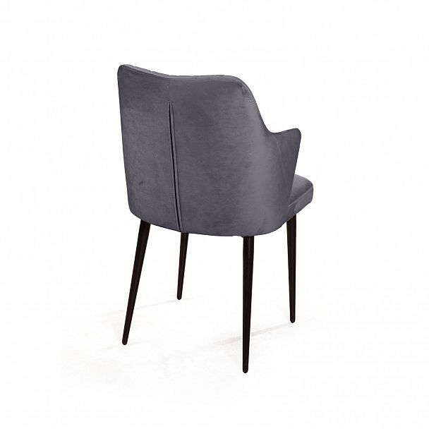 Стул с подлокотниками Hunt ромб, бархат серый 27 / чёрный конус - Вид 4