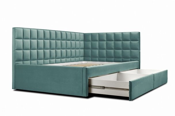 Кровать «Юник» с ящиками 1200, бирюзовая - Вид 2