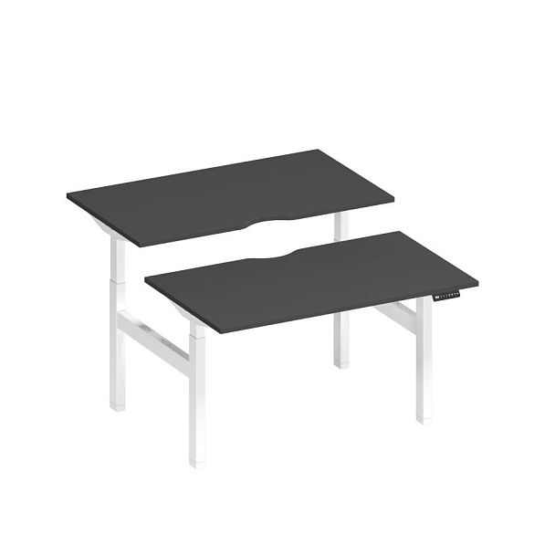 Рабочая станция на электроприводе с вырезами Elevo А2 БГ 102.2 АР антрацит премиум / белый гладкий - Вид 1