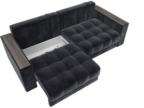 Диван прямой с декором Лига-049 НПБ Велюр серый - Вид 7