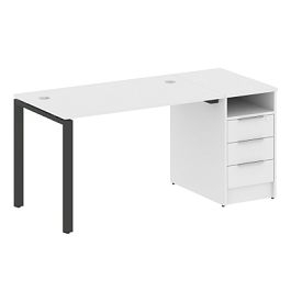 Metal System Р. ст. с тумбой на П-образном м/к БП.РС-СТП-1.2 Белый/Антрацит металл 1612*720*750 - Фото предпросмотра