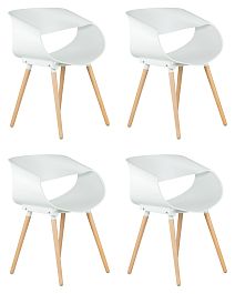 Набор 4 шт Стул обеденный DOBRIN ALIEN (ножки светлый бук, цвет белый (W-02)) - Фото предпросмотра