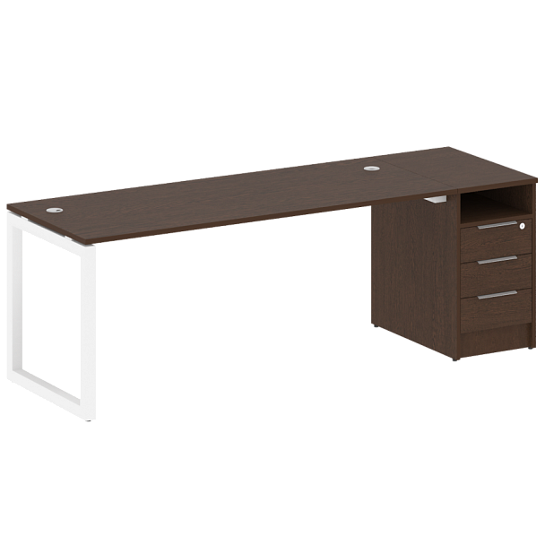 Metal System Quattro Р. ст. с тумбой на О-образном м/к 50БО.РС-СТП-1.5 Венге/Белый металл 2212*720*750 - Вид 1