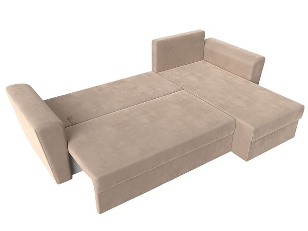 Угловой диван Амстердам Лайт правый (полностью велюр бежевый) - Вид 9
