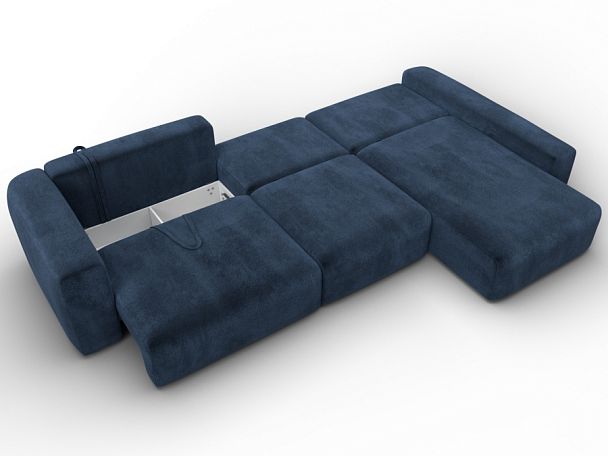 Диван угловой Лига-066 НПБ Лонг угол правый Велюр синий - Вид 10