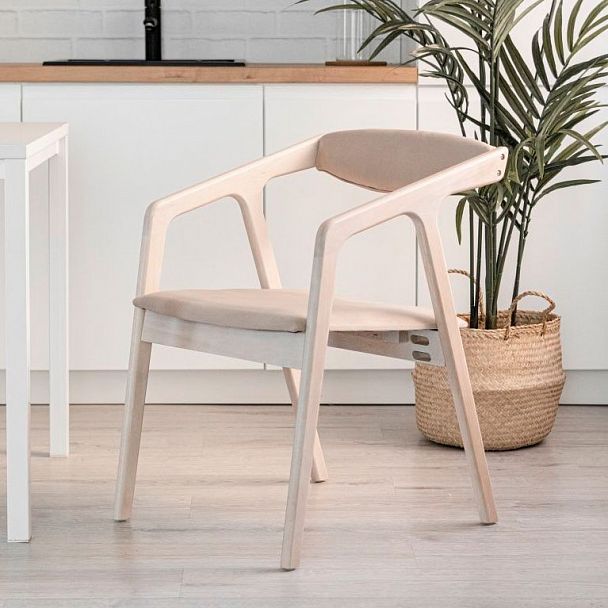 Стул деревянный для дома Fendi, бежевый - Вид 5
