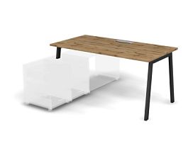 MATRIX 121B105-A Стол прямой, опора на тумбу, Merida (А-опоры) 1580х780х775 Дуб Крафт/Темно-серый - Фото предпросмотра