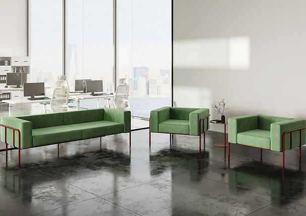 Flex Диван трехместный FLX-3 Latte Lux 405/Металл Черный 2100*915*690 - Вид 5