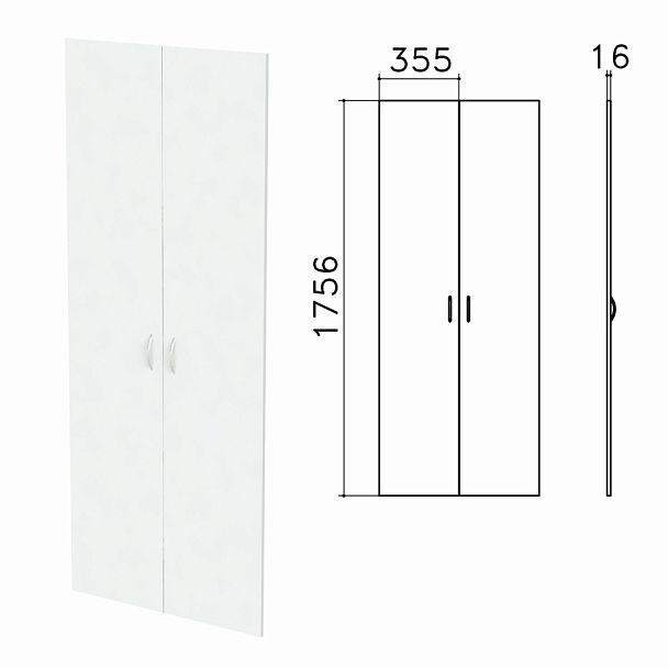 Дверь ЛДСП высокая "Бюджет", КОМПЛЕКТ 2 шт., (355х16х1756 мм), белый, 402880-290 - Вид 1