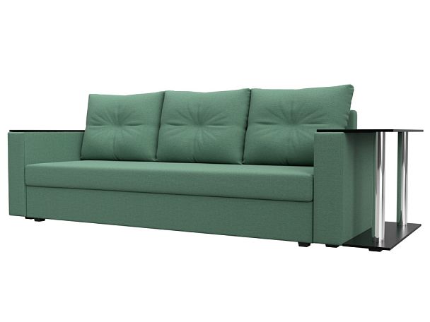 Диван прямой Атланта Лайт со столом справа Рогожка зеленый - Вид 1