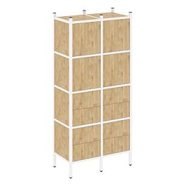 Loft Прямой стеллаж наборный VR.L-04 Тиквуд светлый/Белый металл 862*446*1869 - Фото предпросмотра