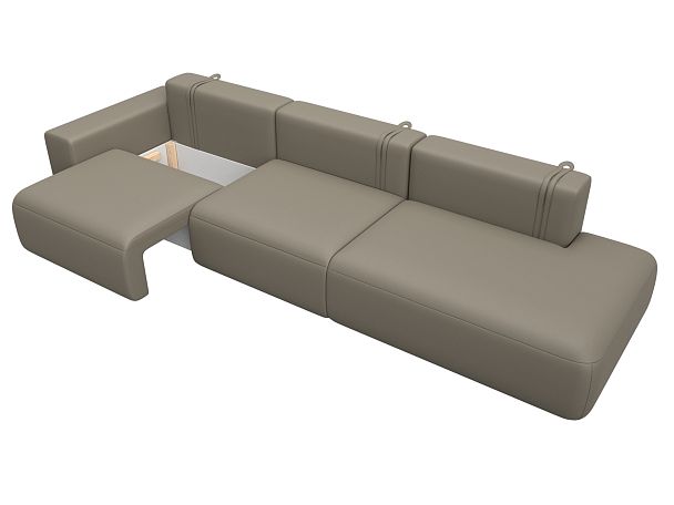 Диван прямой Лига-036 НПБ Модерн Лонг подлокотник слева Экокожа бежевый - Вид 7