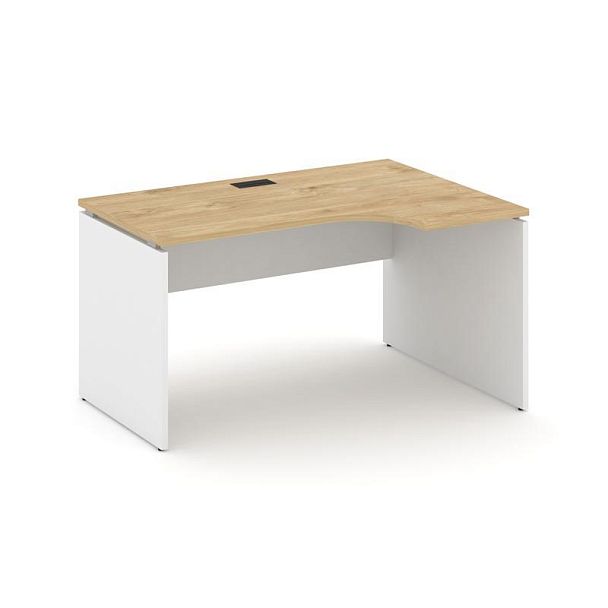 Стайл Проджект Стол рабочий эргоном. SN-D.SPA-001(R) Тиквуд Светлый/Белый/Черная Заглушка 1380*600/9 - Вид 1