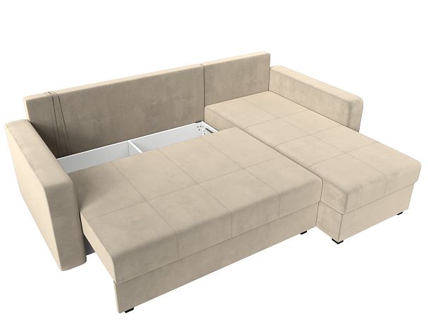 Диван угловой Ливерпуль Лайт правый угол Микровельвет бежевый - Вид 7