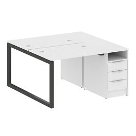 Metal System Quattro Р. ст. с тумбой на О-образном м/к 50БО.РС-СТП-2.1 Белый/Антрацит металл 1412*1475*750 - Фото предпросмотра