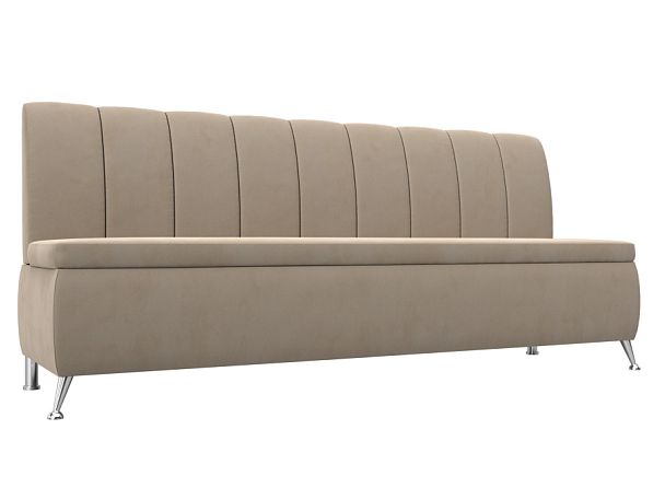 Кухонный прямой диван Кантри (полностью велюр бежевый) - Вид 1