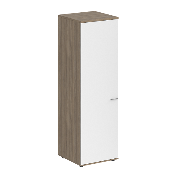 Гардероб Sigma 600х600х1955, з.ст HDF, левый / корпус: дуб темный; фасад: белый - Вид 1