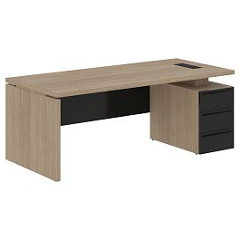 Стол письменный СП-064-25-05(R) Дуб Натуральный/Черный глянец 2000х900х750 KANON - Фото предпросмотра