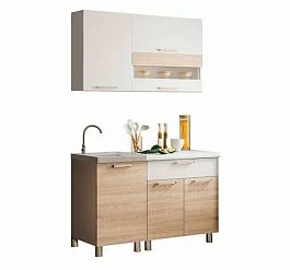 Кухня 1,2м "Айсбери" белый/сонома - Фото предпросмотра