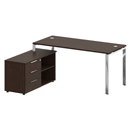 Metal System Direct Стол руковододителя с тумбой левый БГ.СРТ-4.7 (L) Венге/Нерж. сталь 1700*1520*750 - Фото предпросмотра