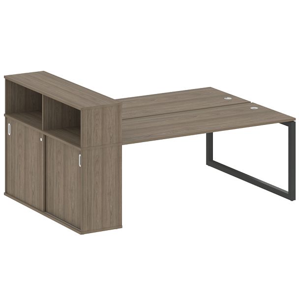 Metal System Quattro Р. ст. с шкафом-купе на О-образном м/к 50БО.РС-СШК-2.5 Т Вяз/Антрацит металл 2210*1475*1098 - Вид 1