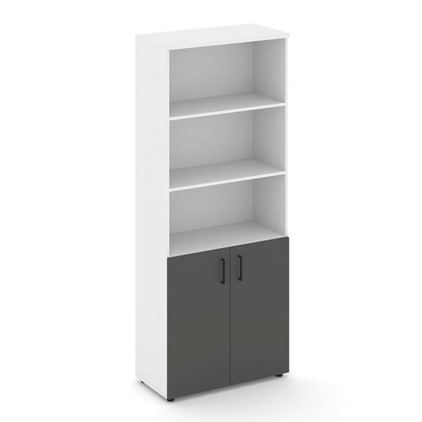 Style Project Шкаф высокий широкий SN.STS.E-101 Белый/Белый/Антрацит/Черный Ручки 796*400*1982 - Вид 1