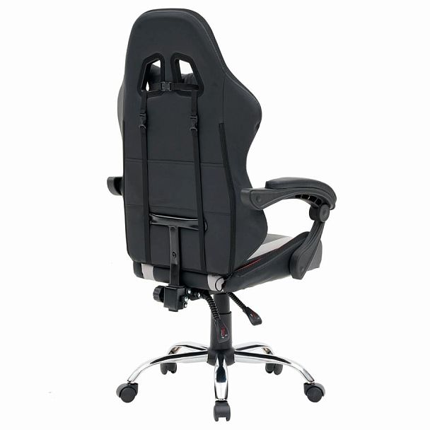 Кресло компьютерное CROMEX "Quantum GM-155 RGB", подсветка, две подушки, экокожа, черное/красное/серое, 532955 - Вид 4