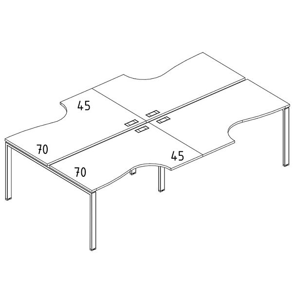 Станция рабочая UNO (4х120) со столами Классика A4 А4 Б1 183-2 БП дуб скандинавский / металлокаркас серый - Вид 3